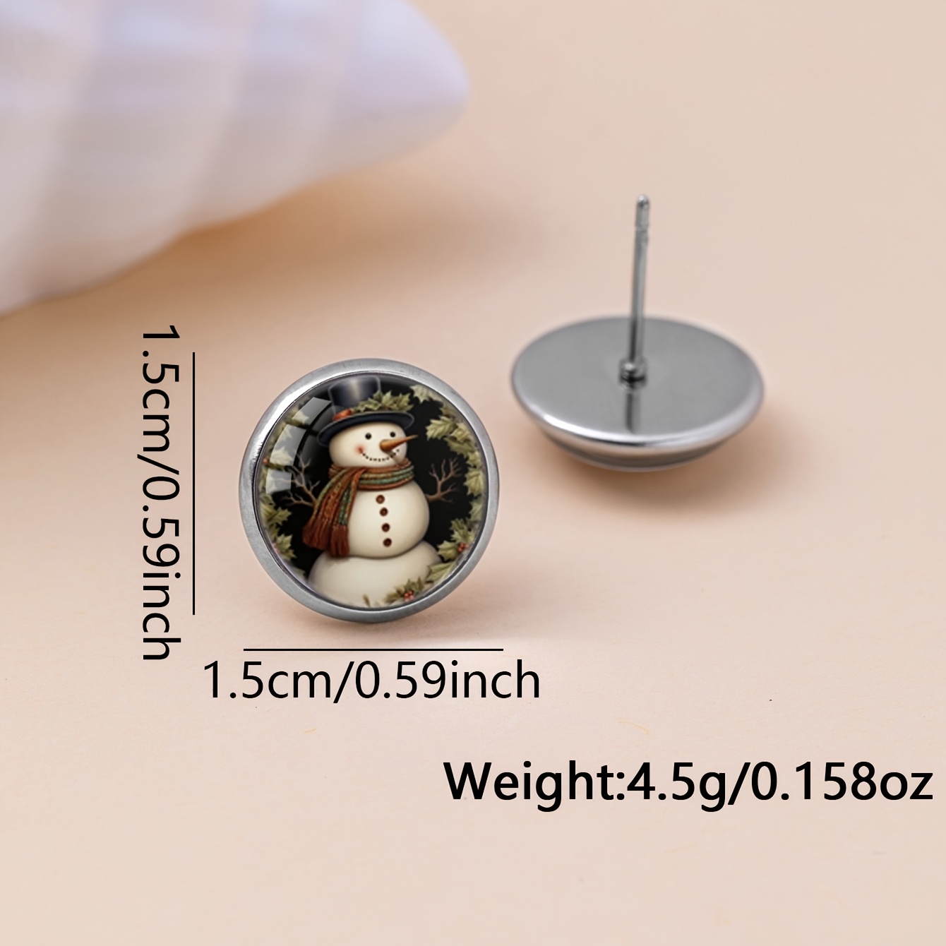 Women's Retro Snowman Pattern Stud Earrings, Winter Gift